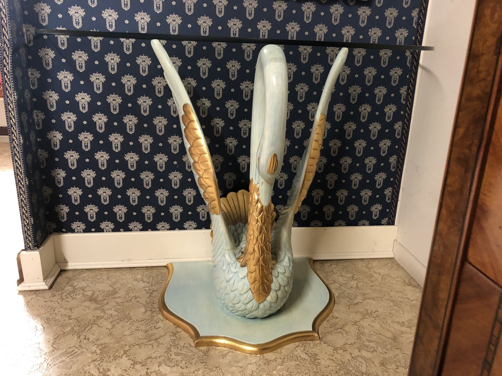 Console With Hand Carved Swan, 19th Century photo Furniture