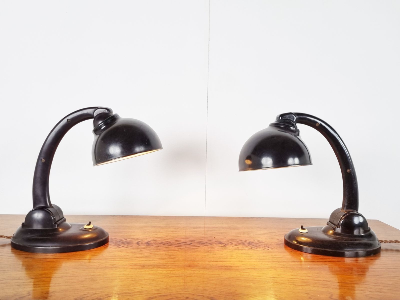 Pair Of Bakelite Desk Lamps By Erik Kirkman Cole, 1930s photo for sale
