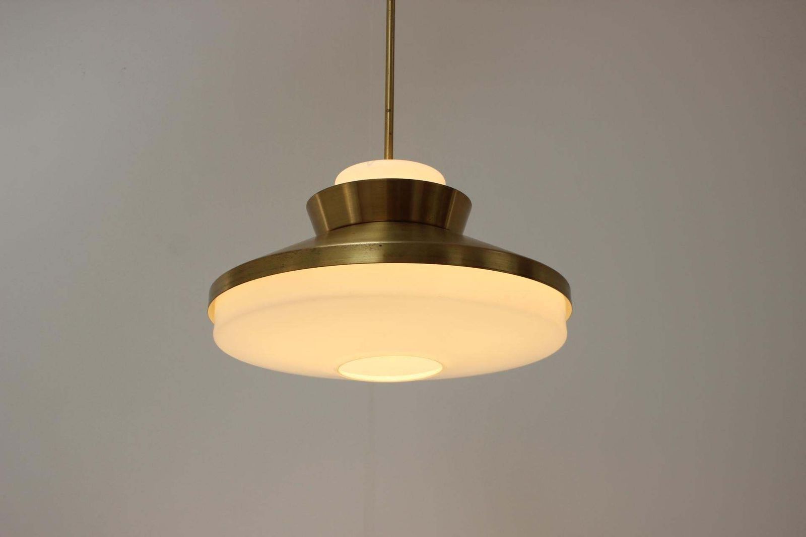 Mid Century Brass And Glass Chandelier By Valasske Mezirici  1970's photo 589.0