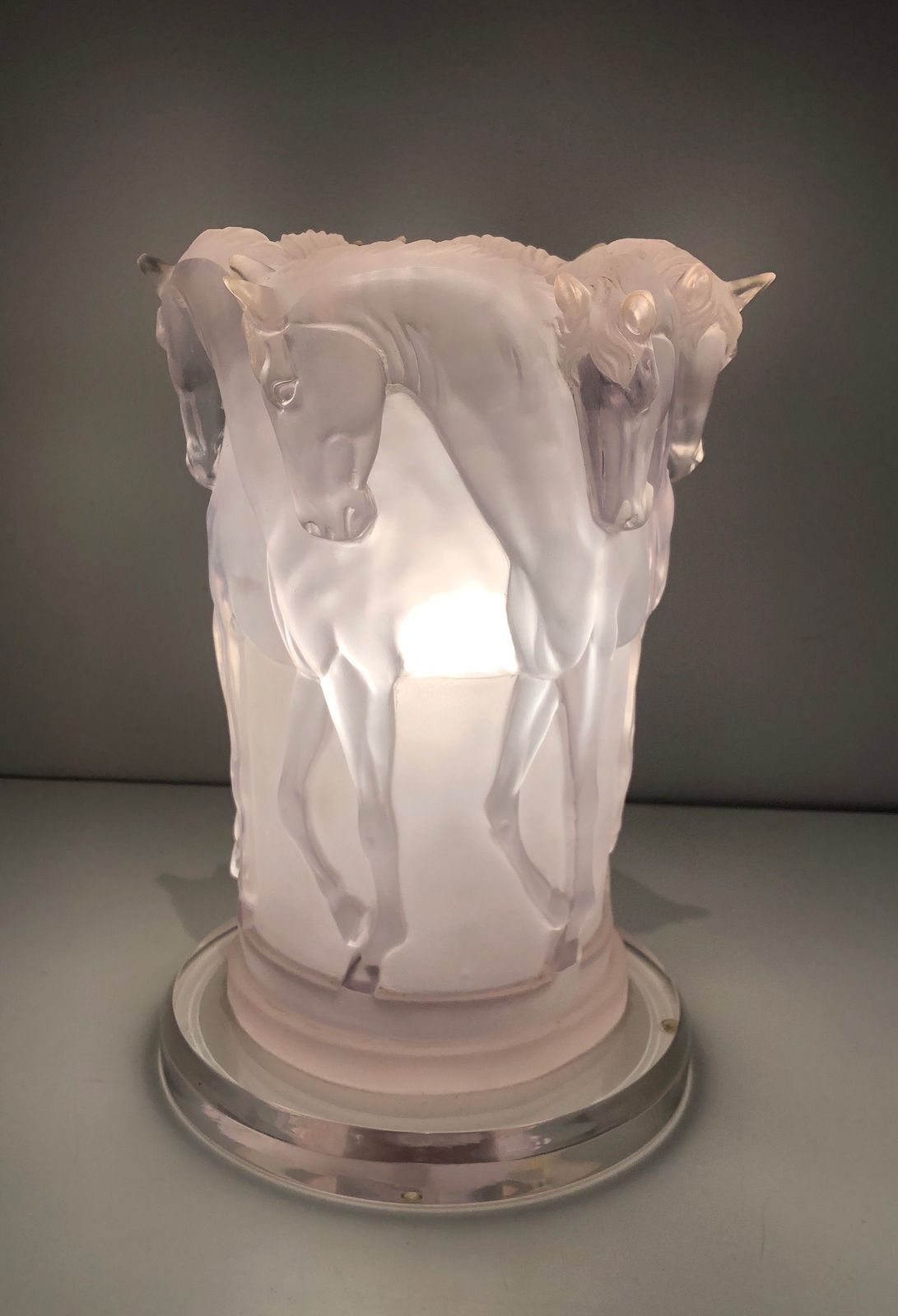 Lucite Horses Table Lamp In The Style Of Maison Lalique photo furniture