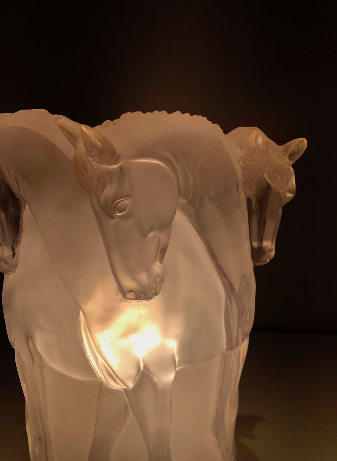 Lucite Horses Table Lamp In The Style Of Maison Lalique photo buy