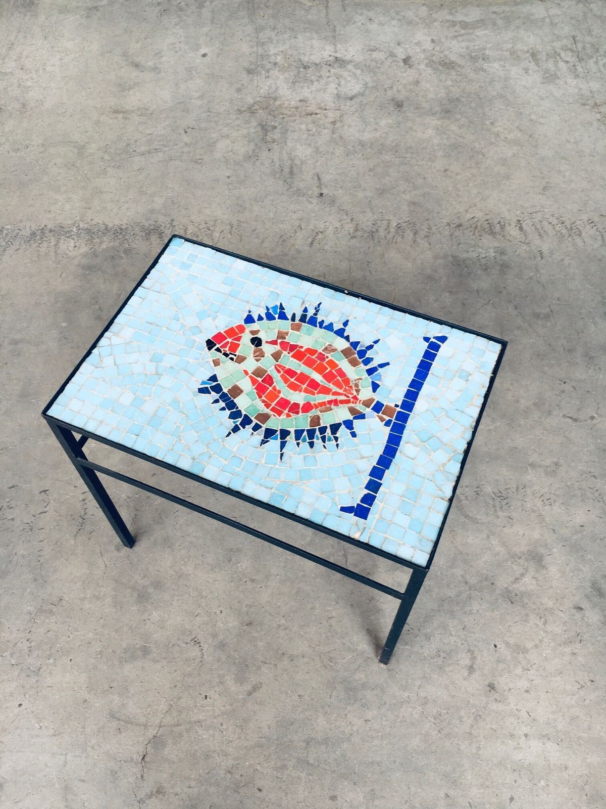 Vintage Mozaïek Tegeltafel, België, Ca. Jaren 1960 photo vintage