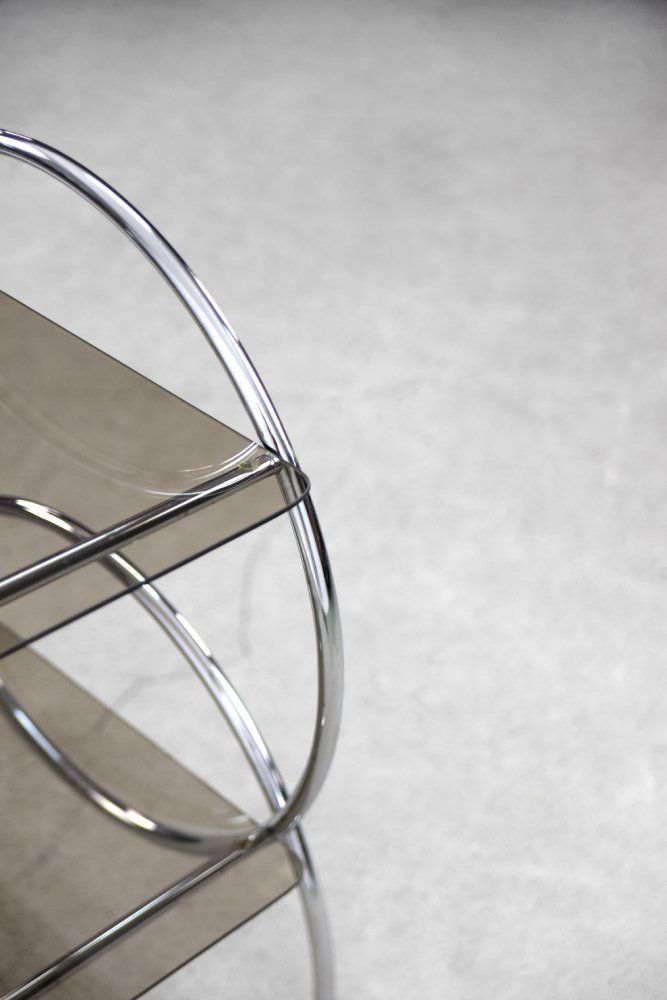 Vintage Bar Cart Chrome And Smoked Glass From Ikea 1970s photo furniture