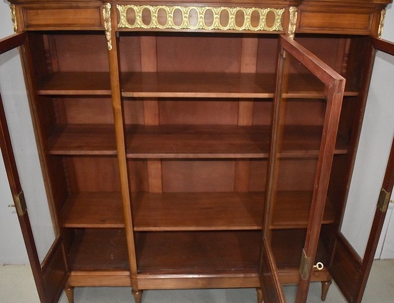 photo vinterior Library In Cherry And Mahogany, Louis XVI Style   Early 20th Century