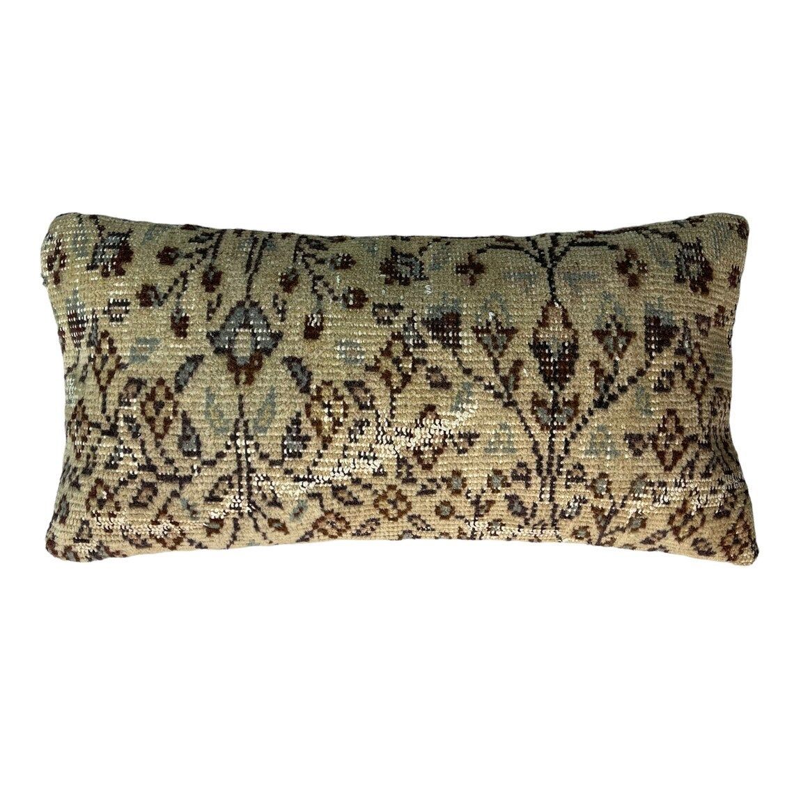 12'' X 24'' Vintage Hand Made Rug Cushion Cover, 30 X 60 Cm Decorative Rug Pillow Cover, Large Vintage Turkish Rug Cushion Cover photo Textiles