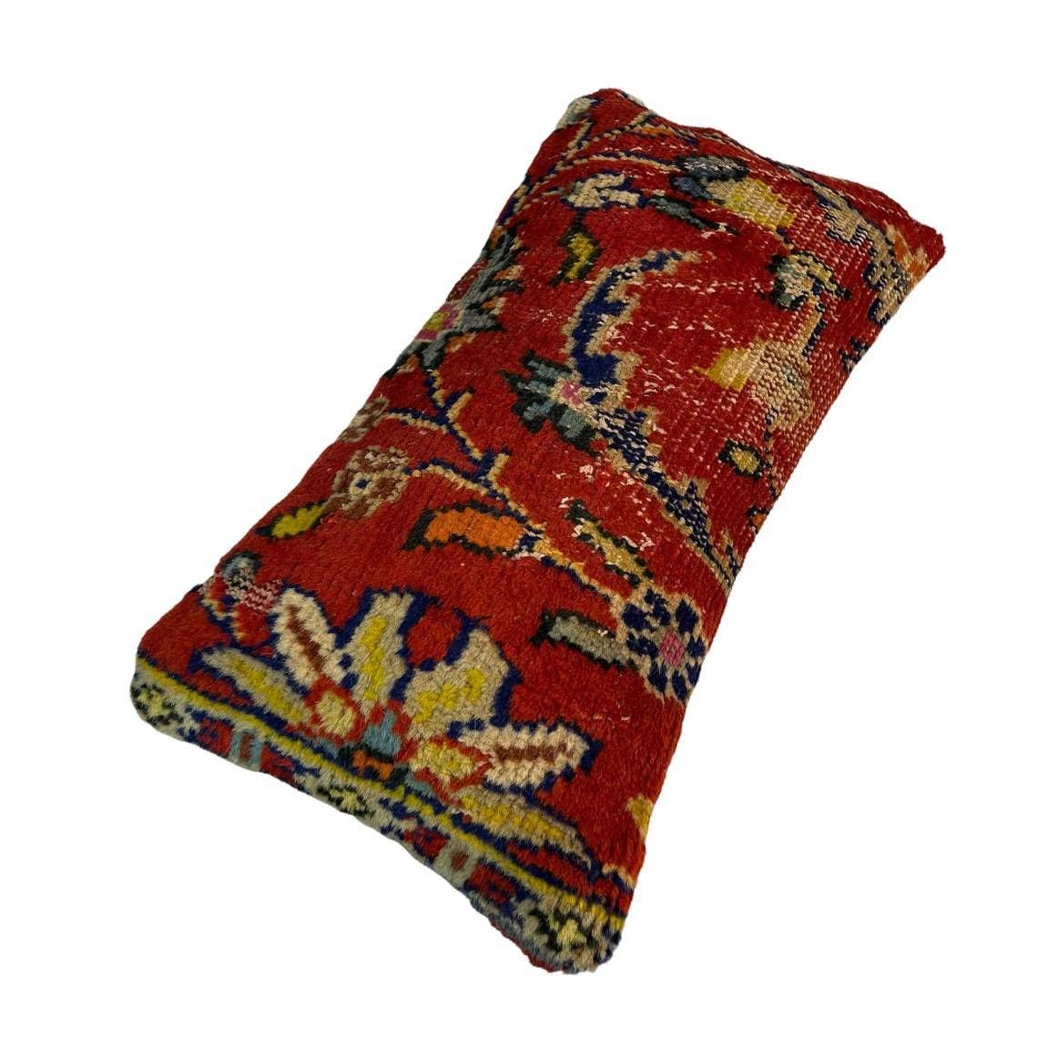12'' X 24'' Vintage Hand Made Rug Cushion Cover, 30 X 60 Cm Decorative Rug Pillow Cover, Large Vintage Turkish Rug Cushion Cover photo vinterior