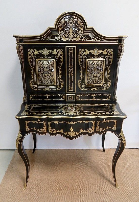 Rare Blackened Wood And Brass Cabinet, Napoleon III Period   19th Centuray photo furniture