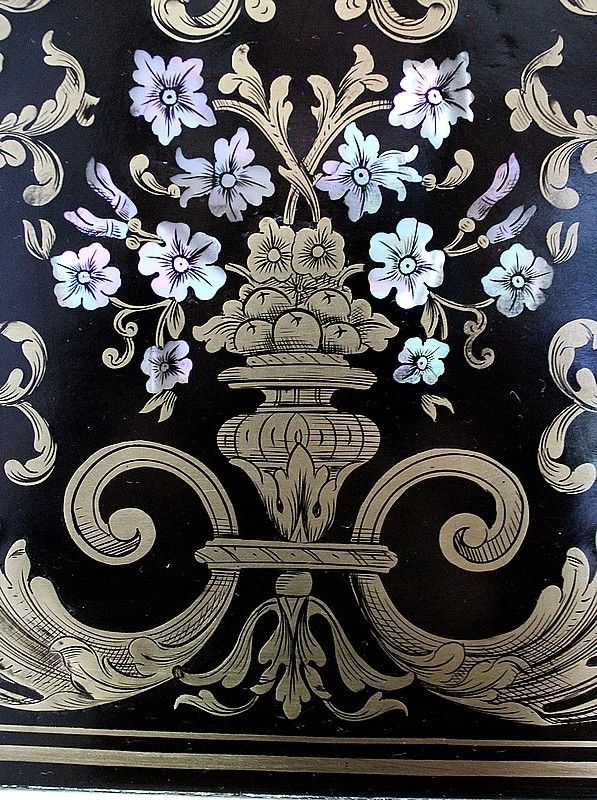 photo furniture Rare Blackened Wood And Brass Cabinet, Napoleon III Period   19th Centuray