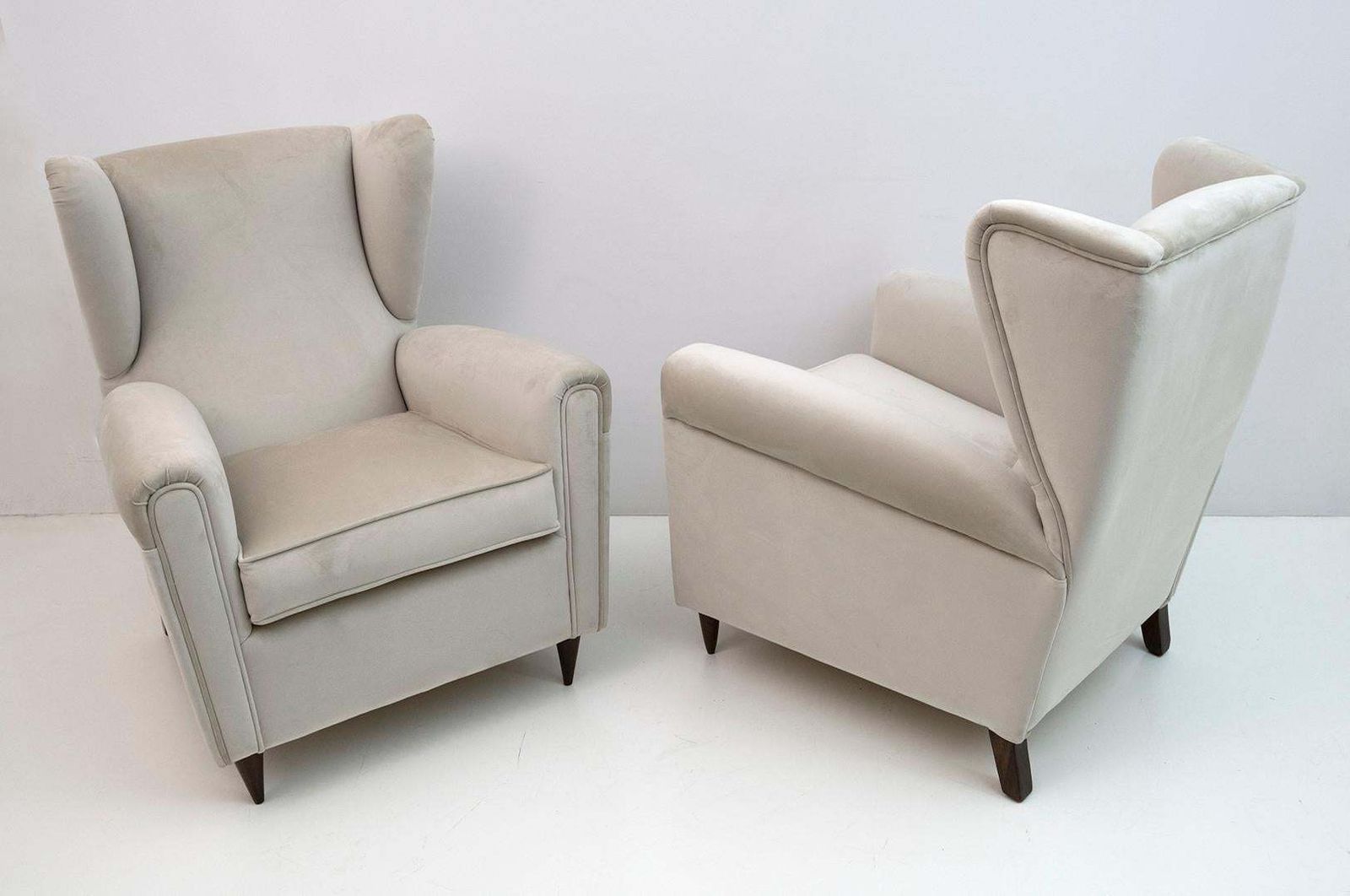 Pair Of Gio Ponti Mid Century Modern Italian Velvet Armchairs 1950s photo for sale