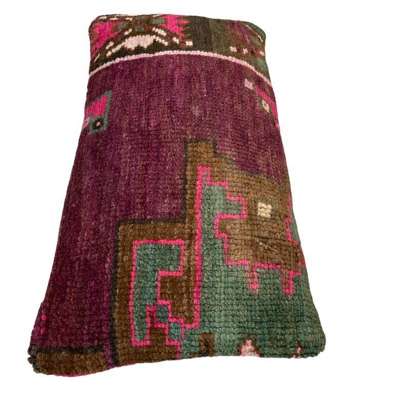 Vintage Hand Made Rug Cushion Cover 30 X 60 Cm Decorative Rug Pillow Cover Large Vintage Turkish Rug Cushion Cover photo 76.0