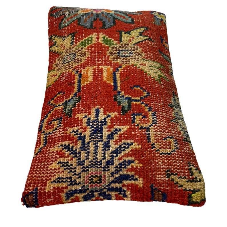 Vintage Hand Made  30 X 50 Cm Decorative Rug Large Turkish Cushion Pillow Cover photo Textiles