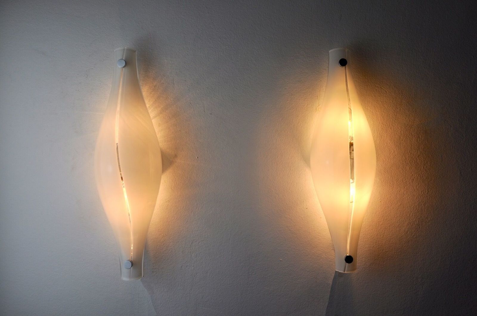 Pair Of Cat's Eye Sconces By Murano Mazzega Blown Glass Italy 1960 photo for sale
