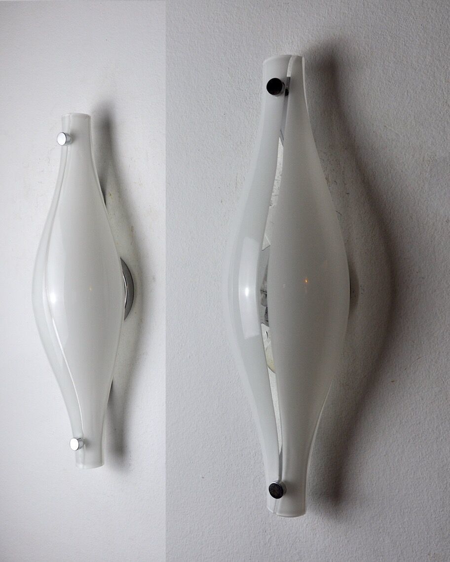 Pair Of Cat's Eye Sconces By Murano Mazzega Blown Glass Italy 1960 photo buy