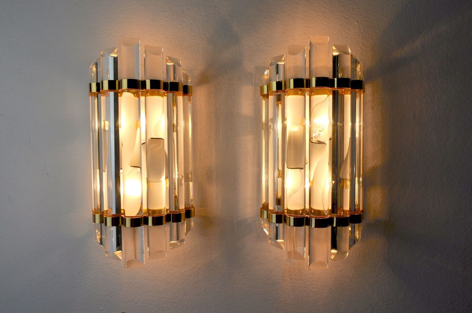 Pair Of Venini Cut Glass Sconces Murano Italy 1970 photo 1727.0