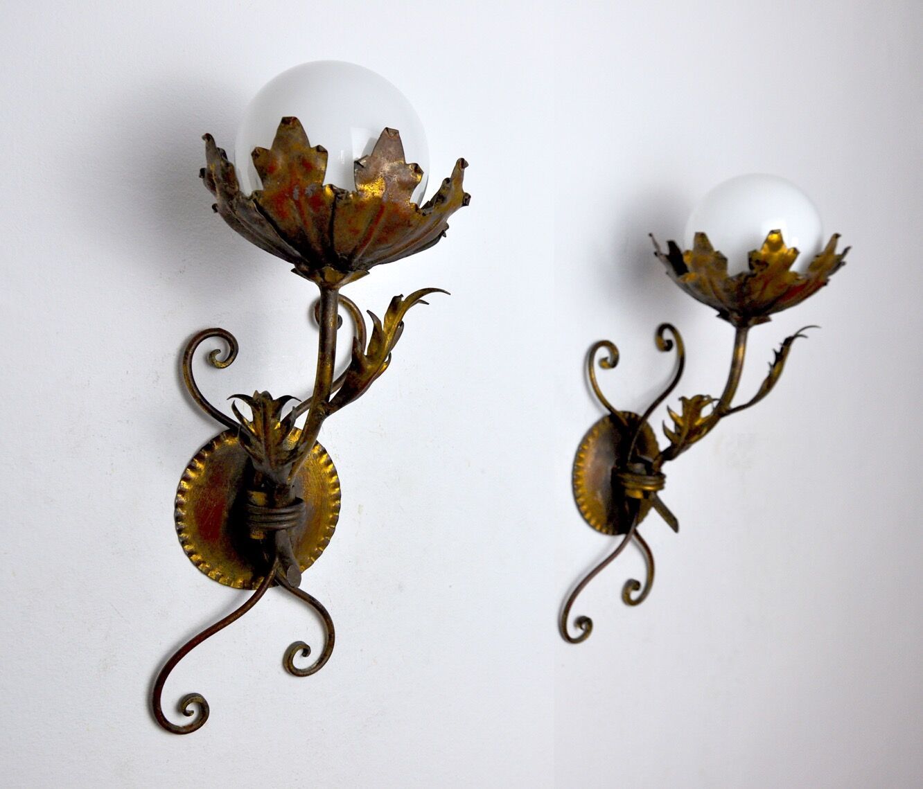 Pair Of Floral Sconces By Ferro Arte, Spain, 1960 photo for sale