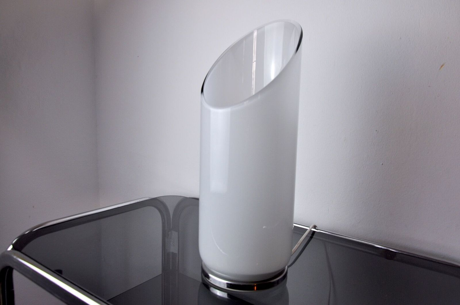 Tubular Lamp By Murano Mazzega, Opaque Glass, Italy, 1960 photo for sale