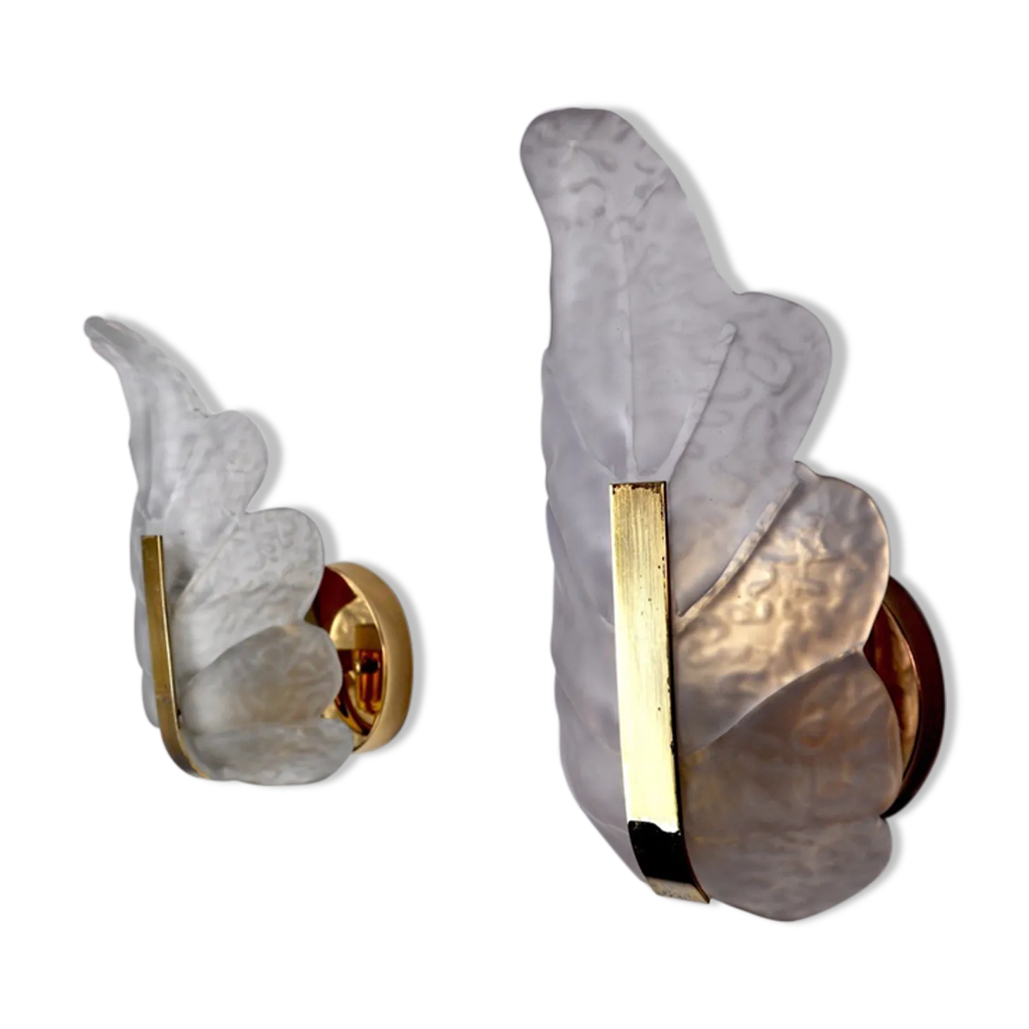 Pair Of "Leaf" Sconces By Carl Fagerlund, Mauve Murano Glass, Germany, 1970
