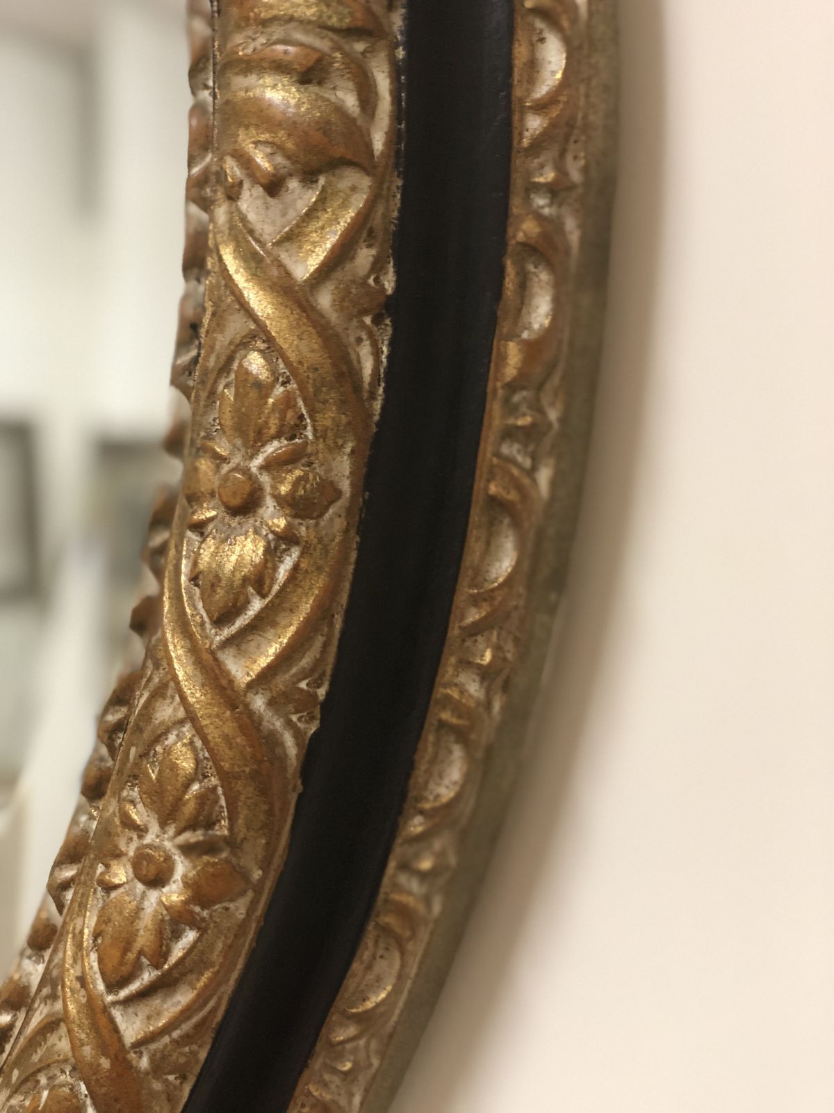Oval Mirror With Hand Carved Floral Motifs And Decorated photo Home Decor