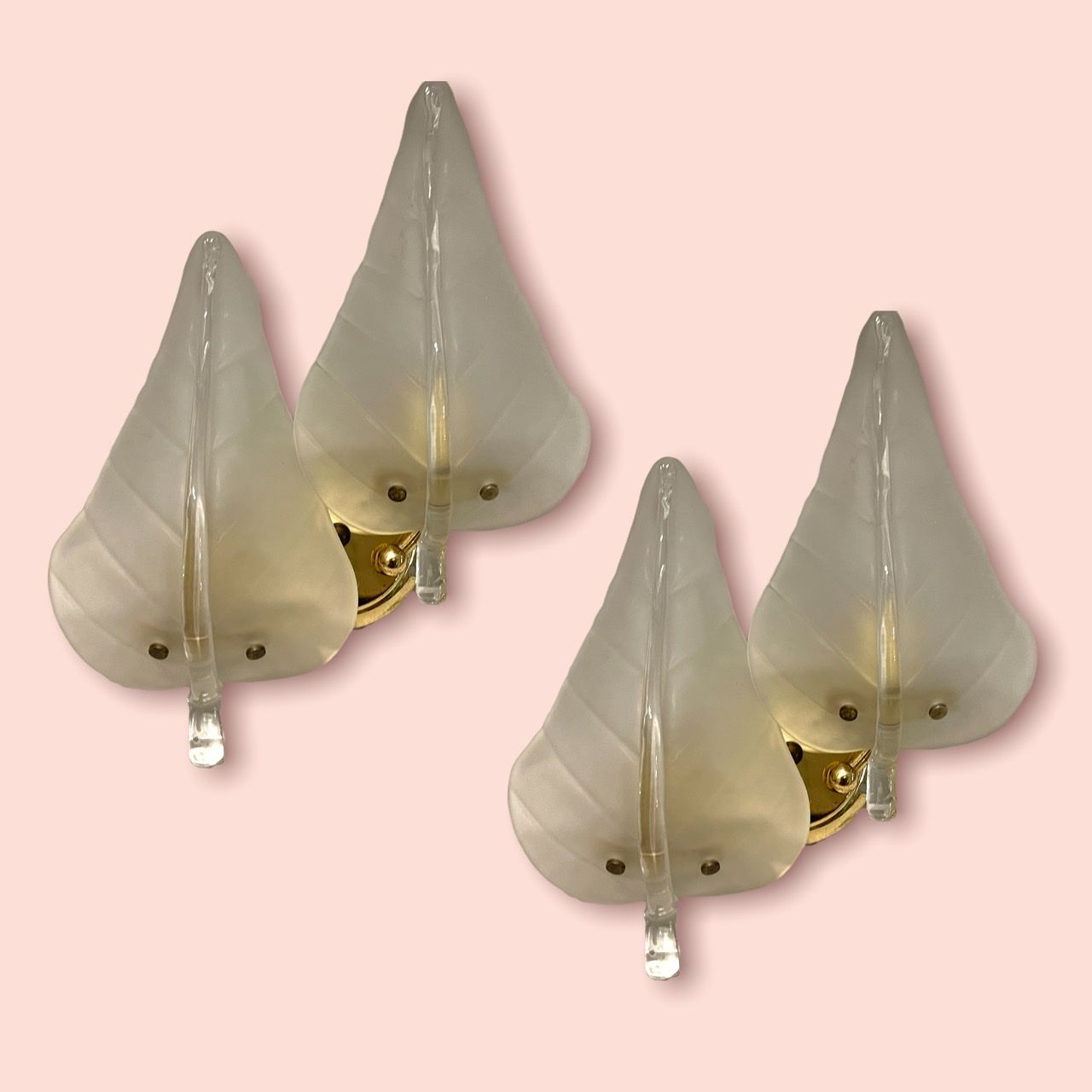 Italian Midcentury Murano Glass Sconces Set Of 2 photo vintage