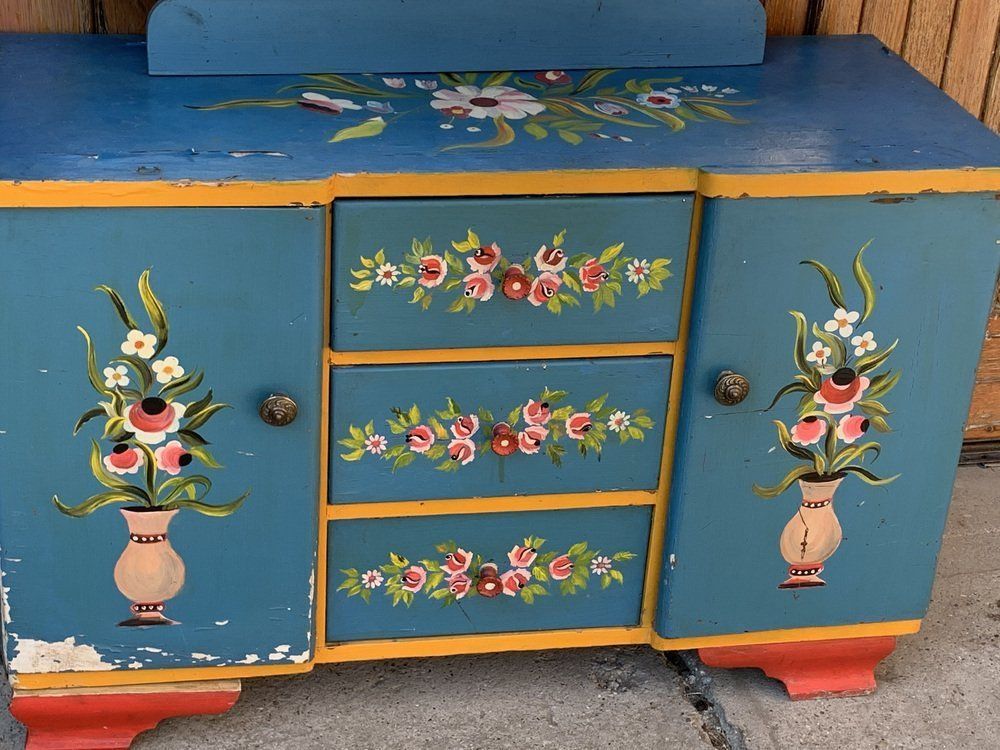 Hand Painted Wooden Dressing Table 1940s photo buy