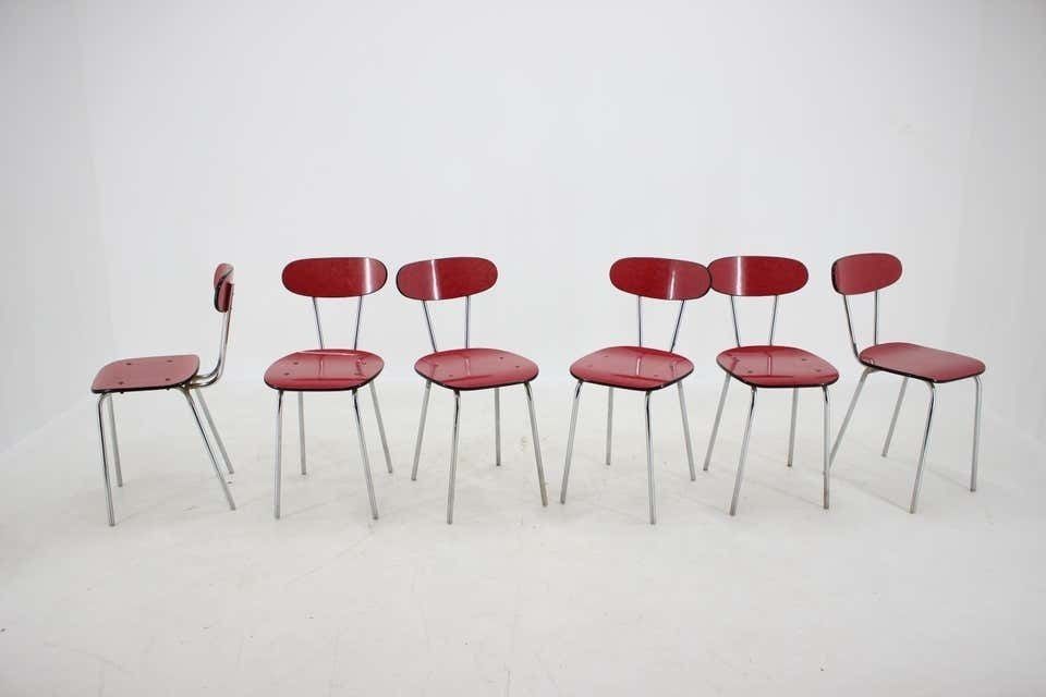 1960s Set Of Six Umakart/Chrome Plated Dining Chairs, Czechoslovakia photo furniture