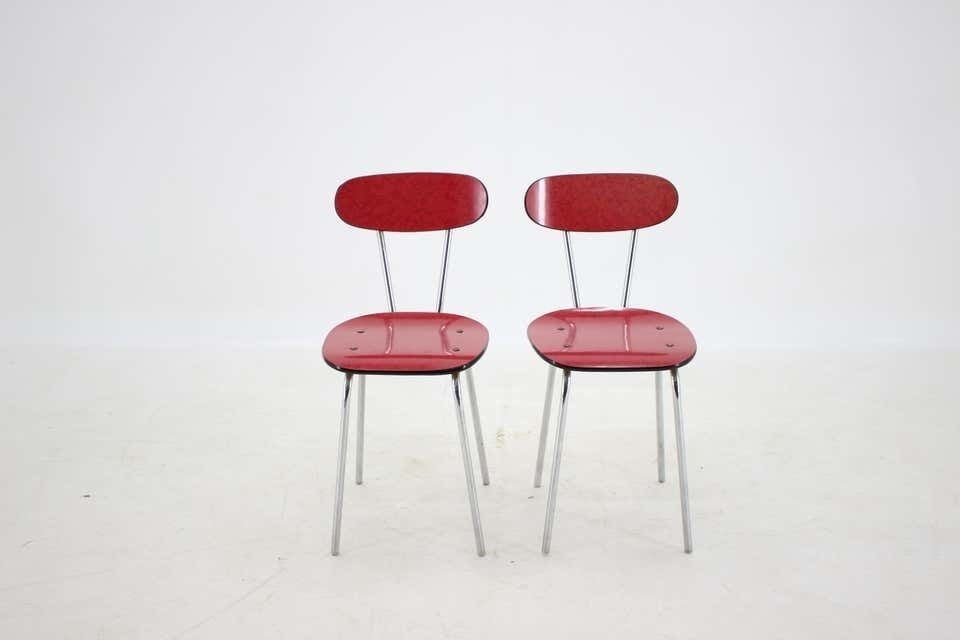 1960s Set Of Six Umakart/Chrome Plated Dining Chairs, Czechoslovakia photo for sale