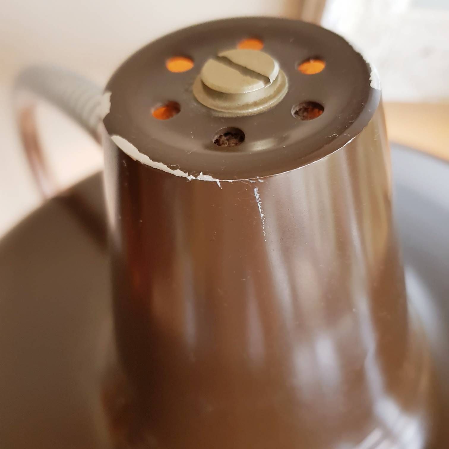 Vintage Brown Table Lamp, Industrial Desk Lamp, Vintage Lamp From 60s 70s photo vinterior