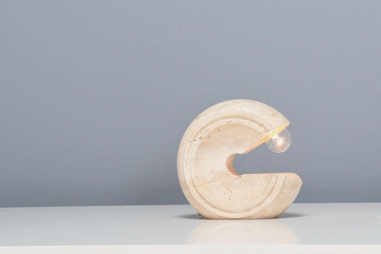 Sculptural Travertine Table Lamp By Giuliano Cesari For Nucleo Sormani, 1971 photo Lighting