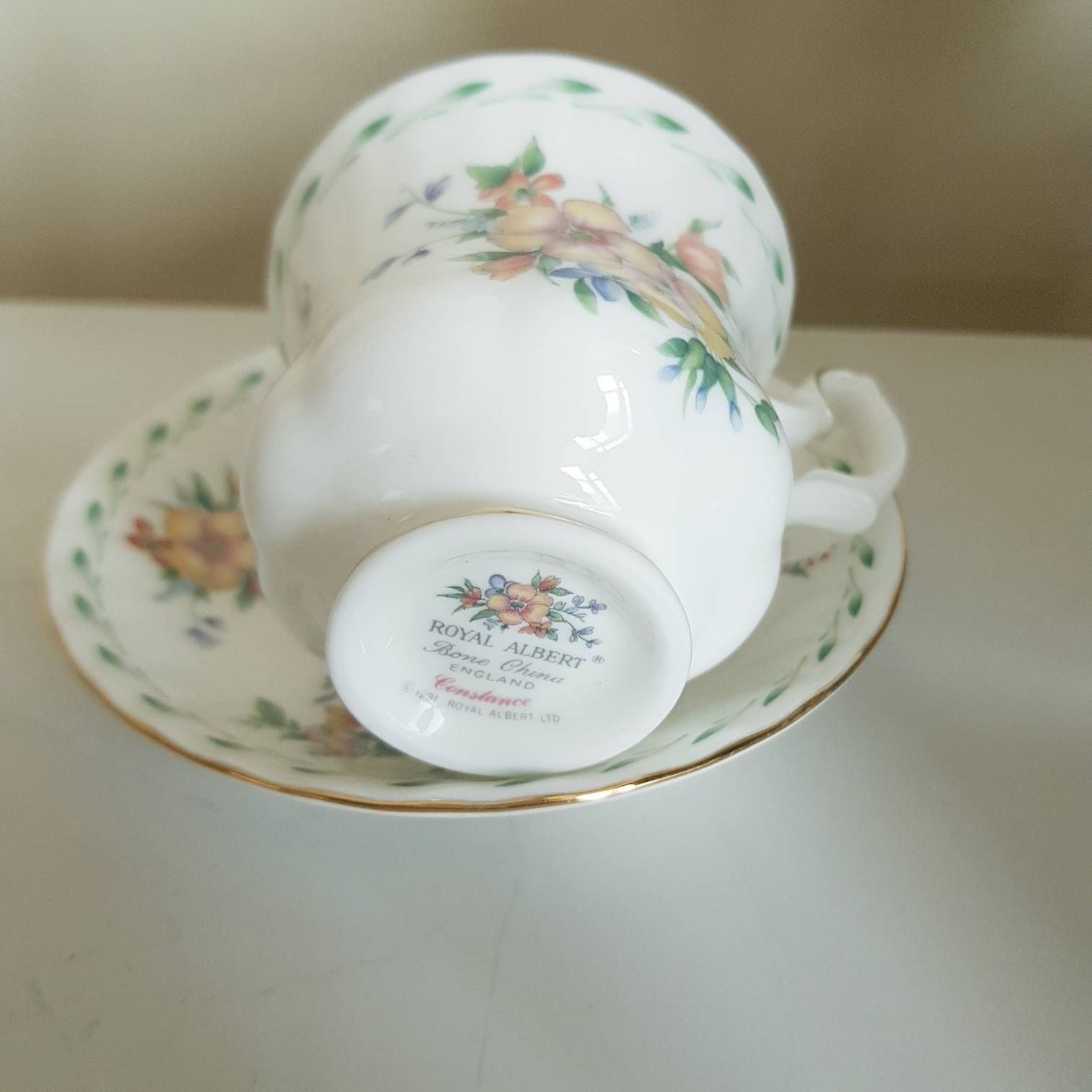 Rare!!! Vintage Royal Albert Constance Teacup And Saucer Sets Gift Set For 2 photo buy
