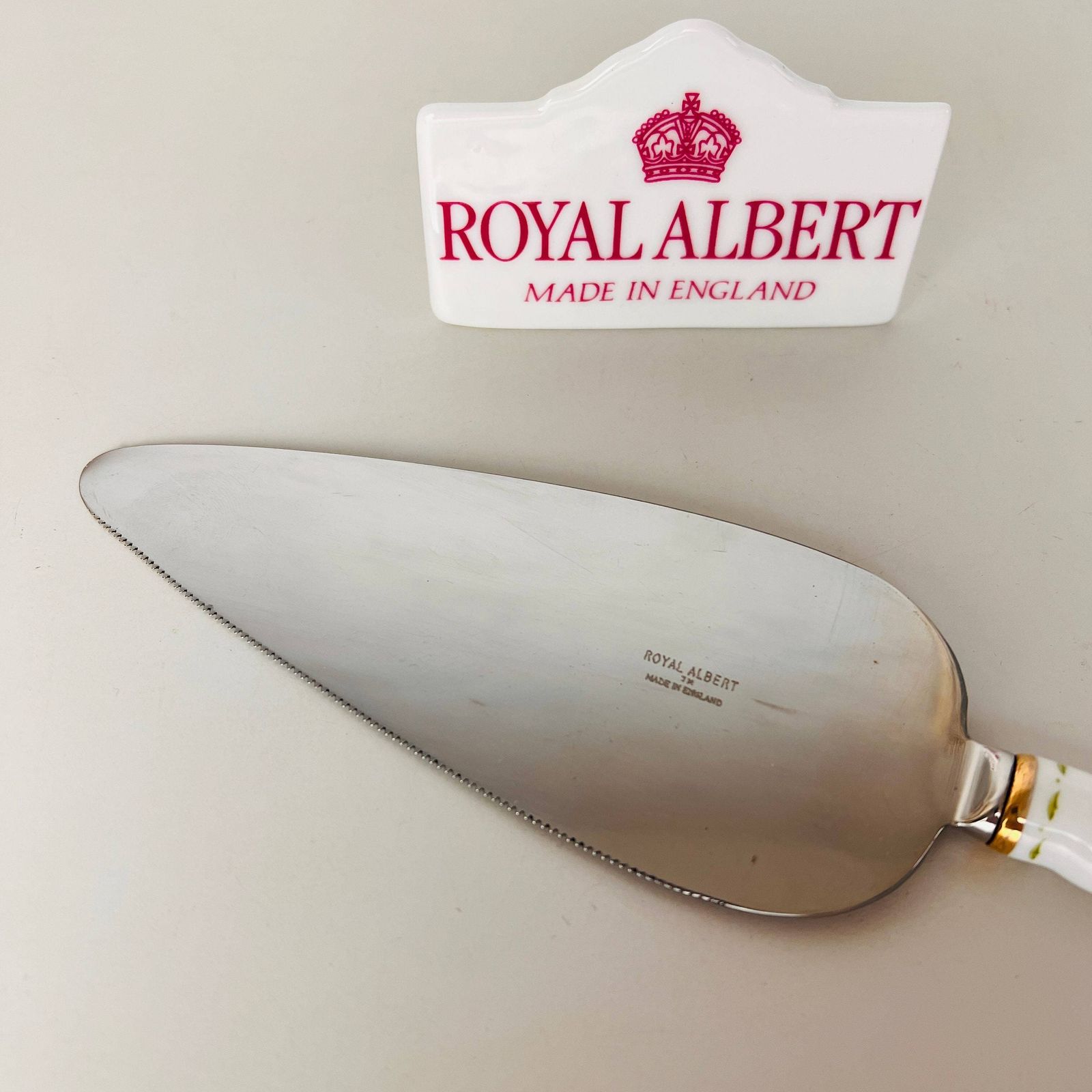 Royal Albert ‘September’ Cake/Pie Knife, Flower Of The Month, English Porcelain photo for sale