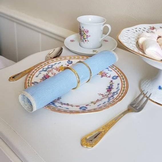 Vintage Porseleinen Borden Met Blauwe Linten En Guirlandes, The Regent China, Made In England photo 193.0
