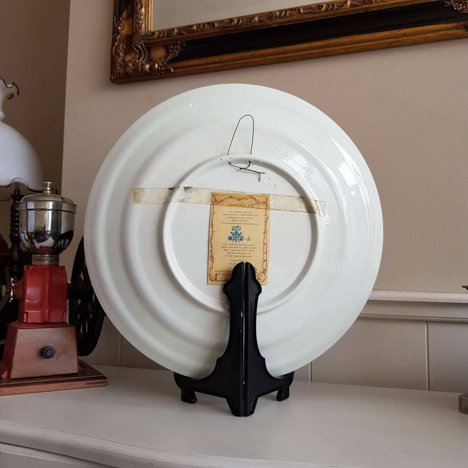 Original Antique Delft Blauw Big Plate, Collectible Plate, Made In Holland, With Certificate photo vinterior