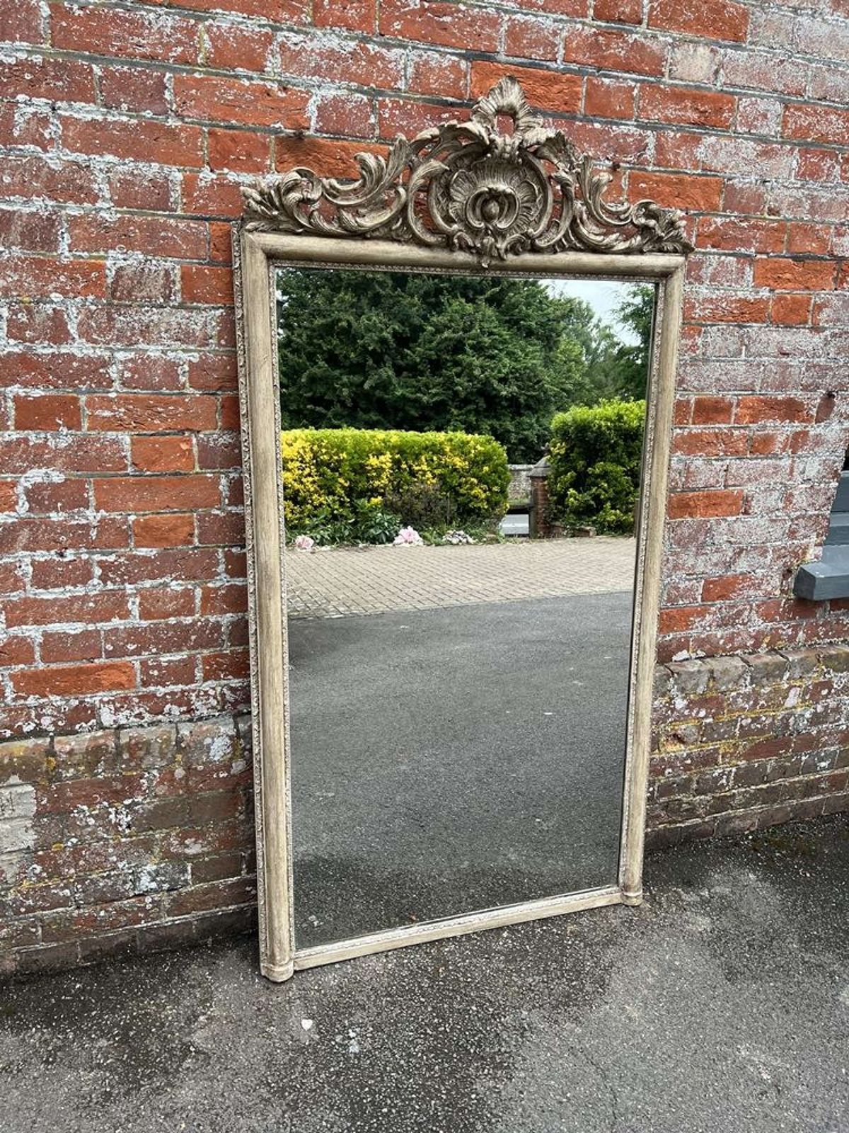 A Stunning Large Antique French 19th Century Painted Mirrror