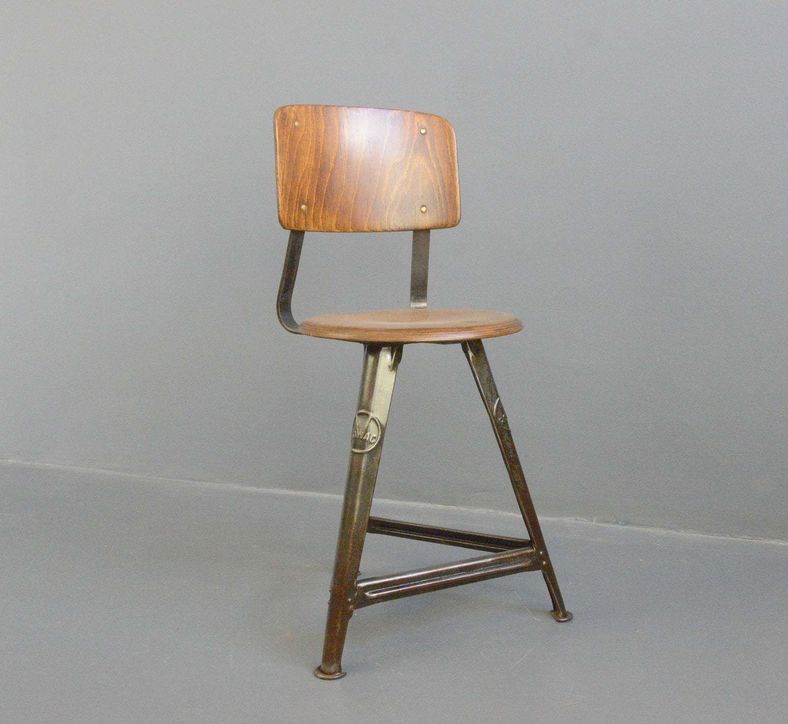 Industrial Factory Chair By Rowac Circa 1920s photo for sale