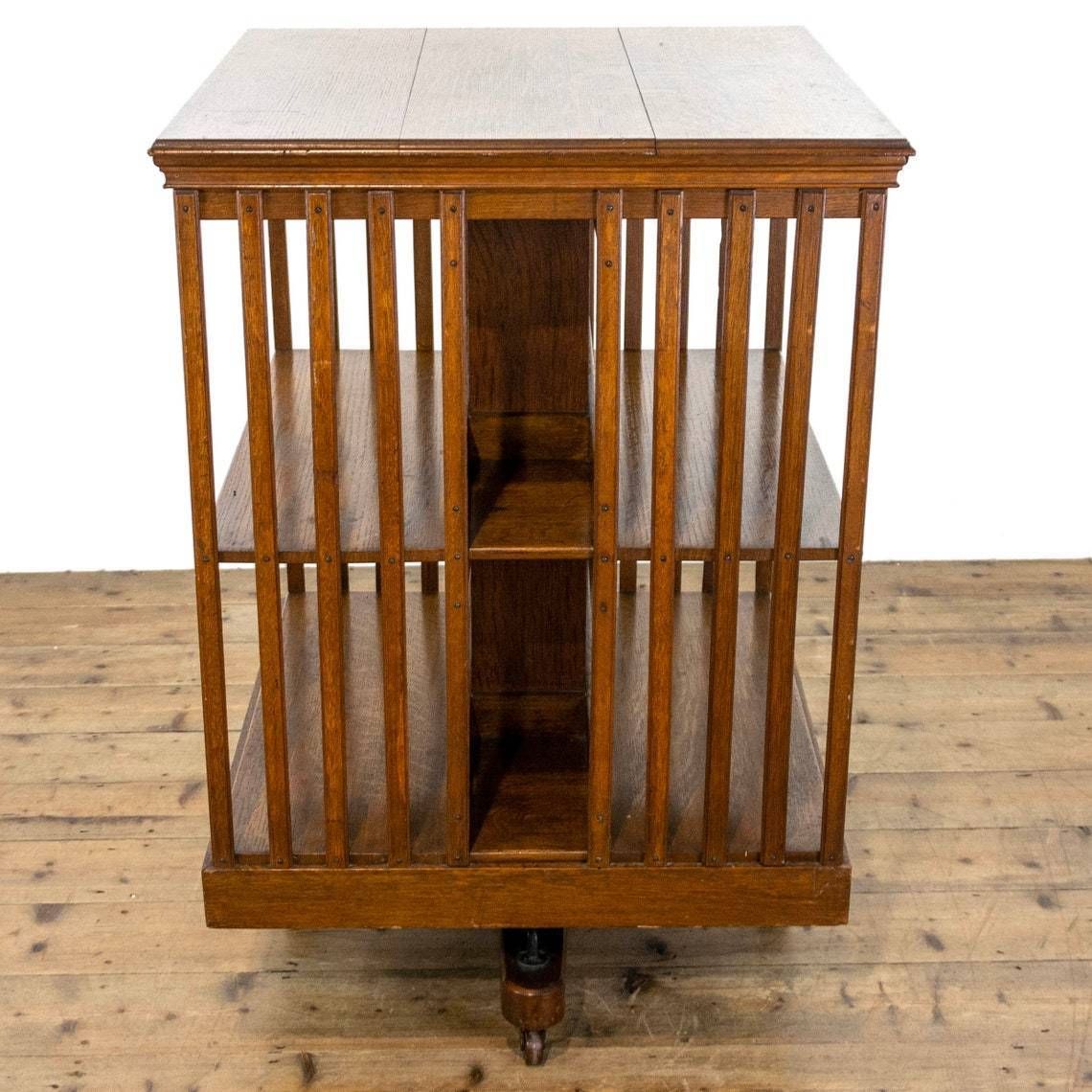 Edwardian Antique Oak Revolving Bookcase   Antique Furniture  Edwardian   Antique Storage   Antique Bookcase photo vinterior