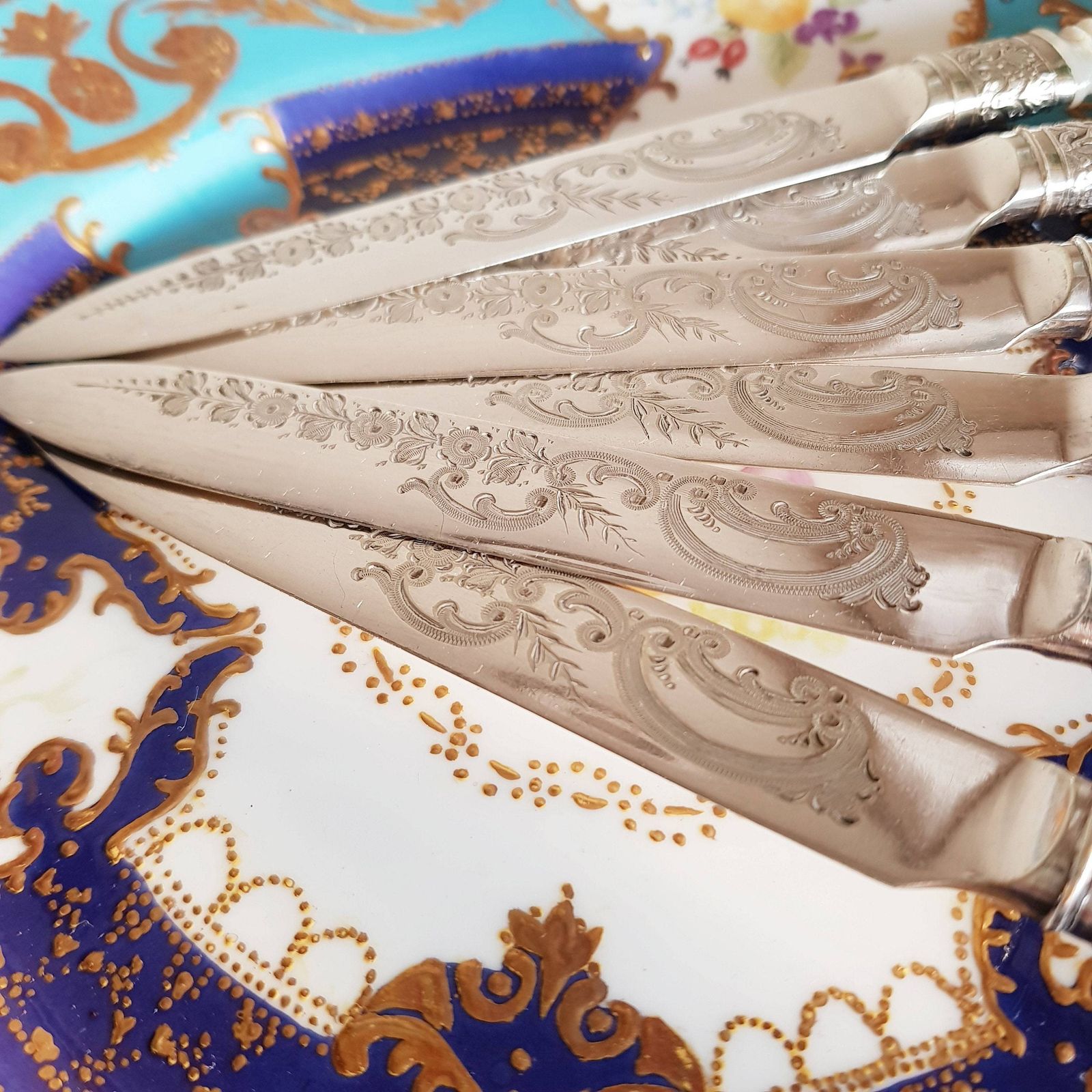 Antiek Parelmoer Epns Art Deco Stijl Set, Visbestek. Mes En Vork Visbestek photo furniture