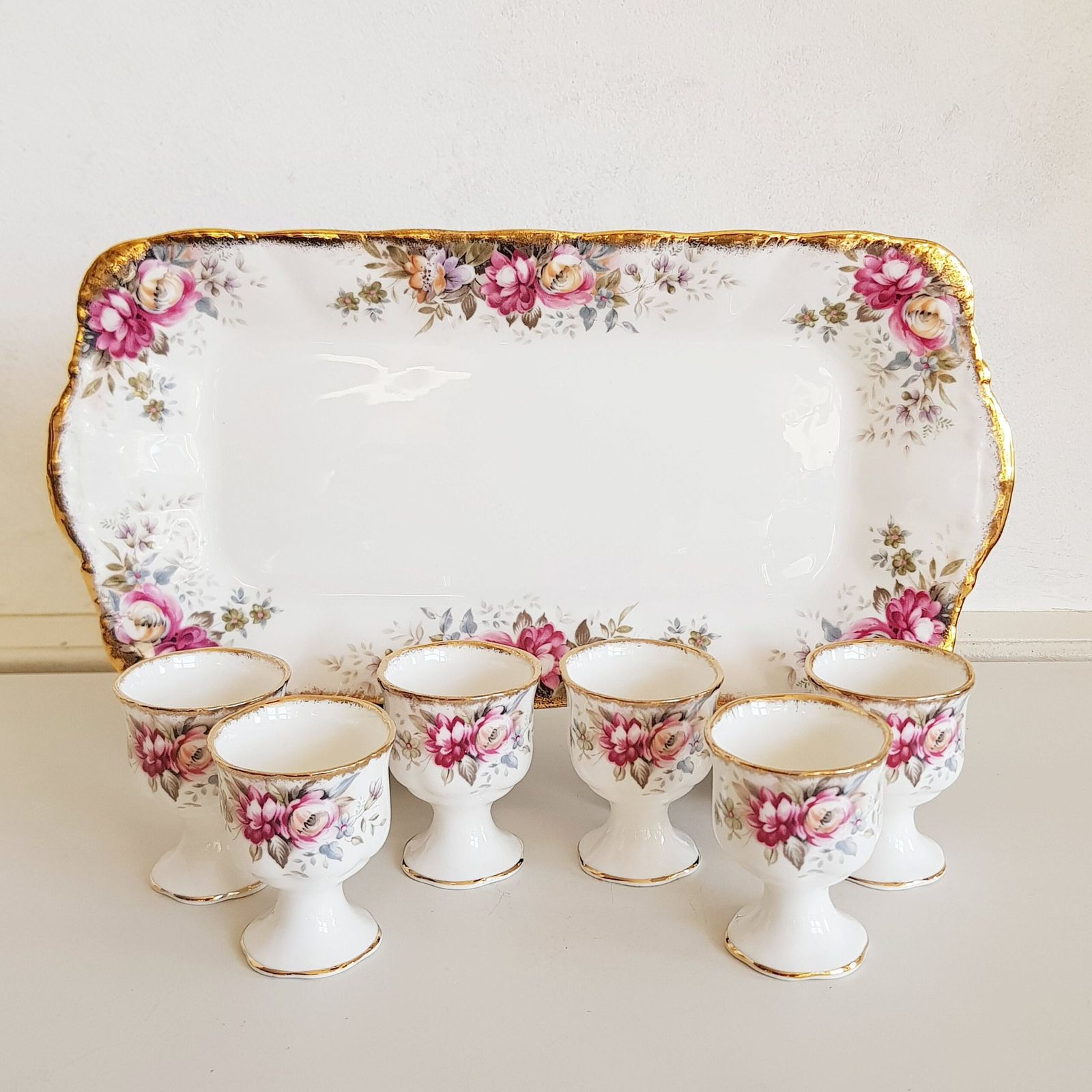 Vintage Queen Anne, Made In England, Egg Cups And Uderplate