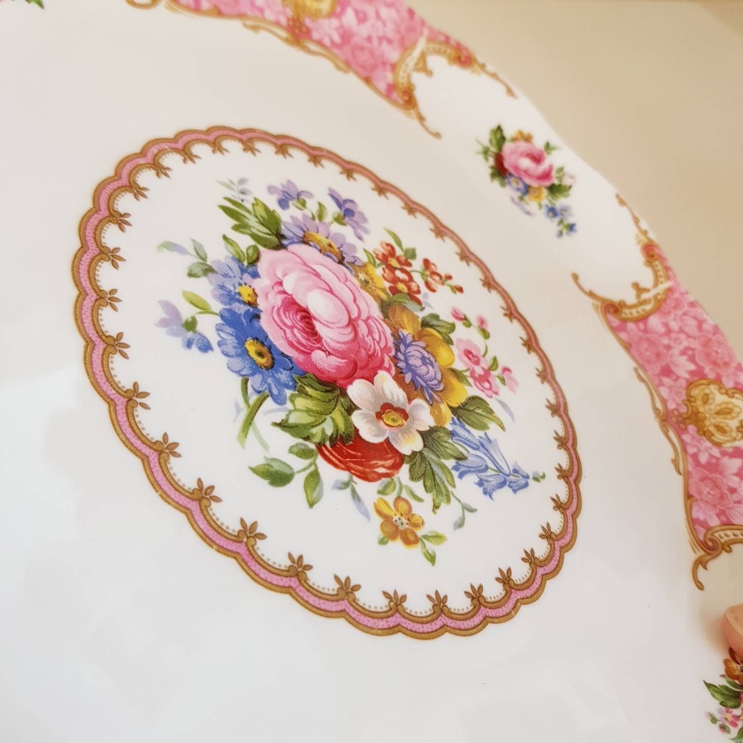 Original Royal Albert Lady Carlyle, Bone China, Porcelain Cake Plate, Made In England, Oval Plate, Gift Idea photo for sale