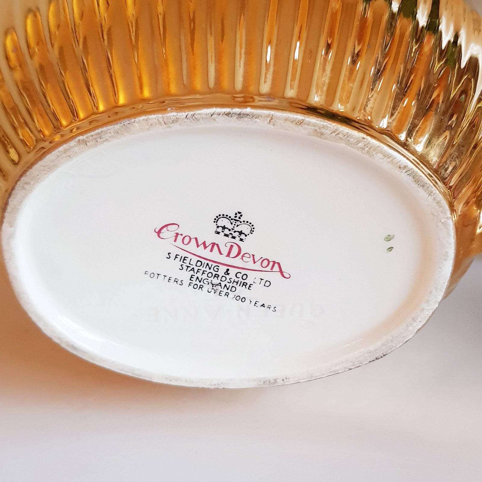 Crown Devon Staffordshire Theepot, Vintage Art Deco Stijl, Vergulde Theepot, Gemaakt In Engeland photo vinterior
