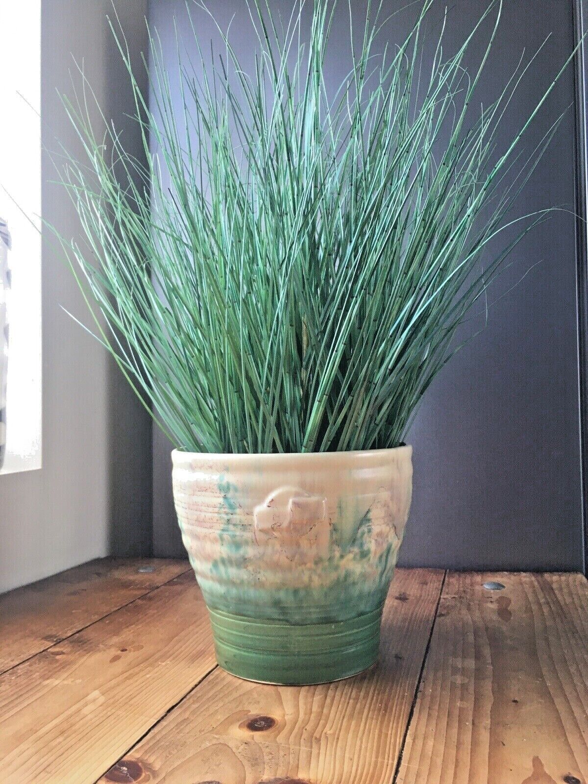 120.0 Rare C1936 Art Deco Beswick 378/2 Ribbed Dripglaze Jardiniere Planter Plant Pot photo