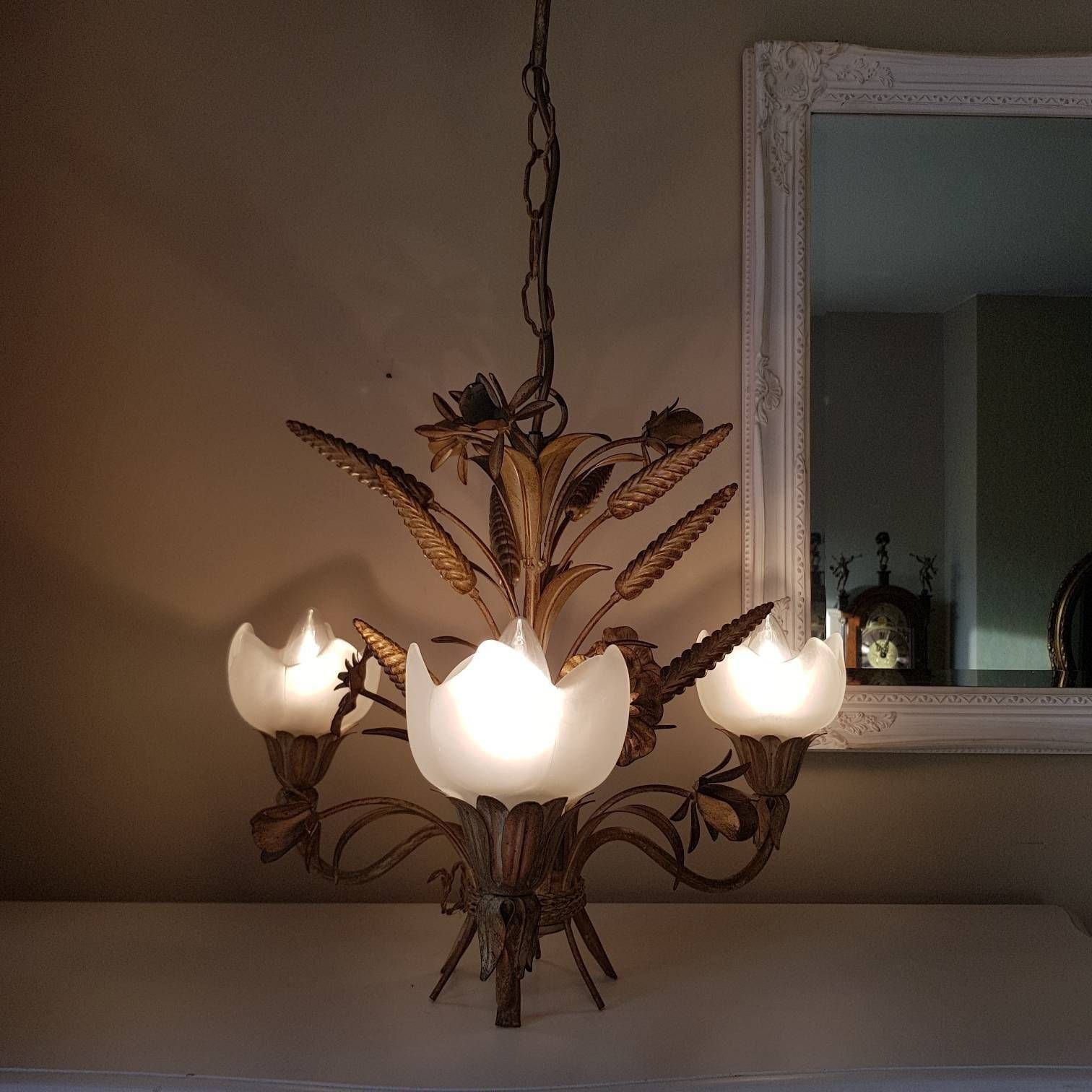 Hollywood Regency Style, Wheat Sheaf Bucket Metal Chandelier, Wheat Ear Ceiling Lustre, Home Decor, Home Lighting, Made In Italy photo furniture