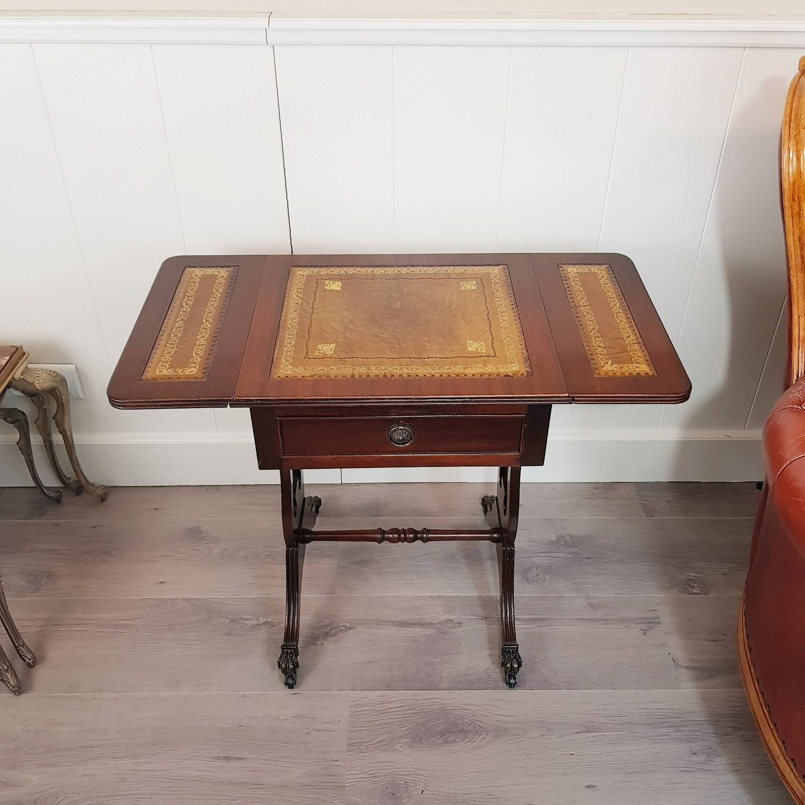 Regency Mahonie Uitschuifbare Ontbijttafel Met Lade, Victoriaanse Stijl photo furniture