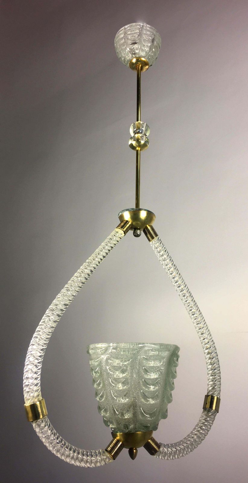 Art Deco Chandelier By Ercole Barovier, Murano, 1940s photo for sale