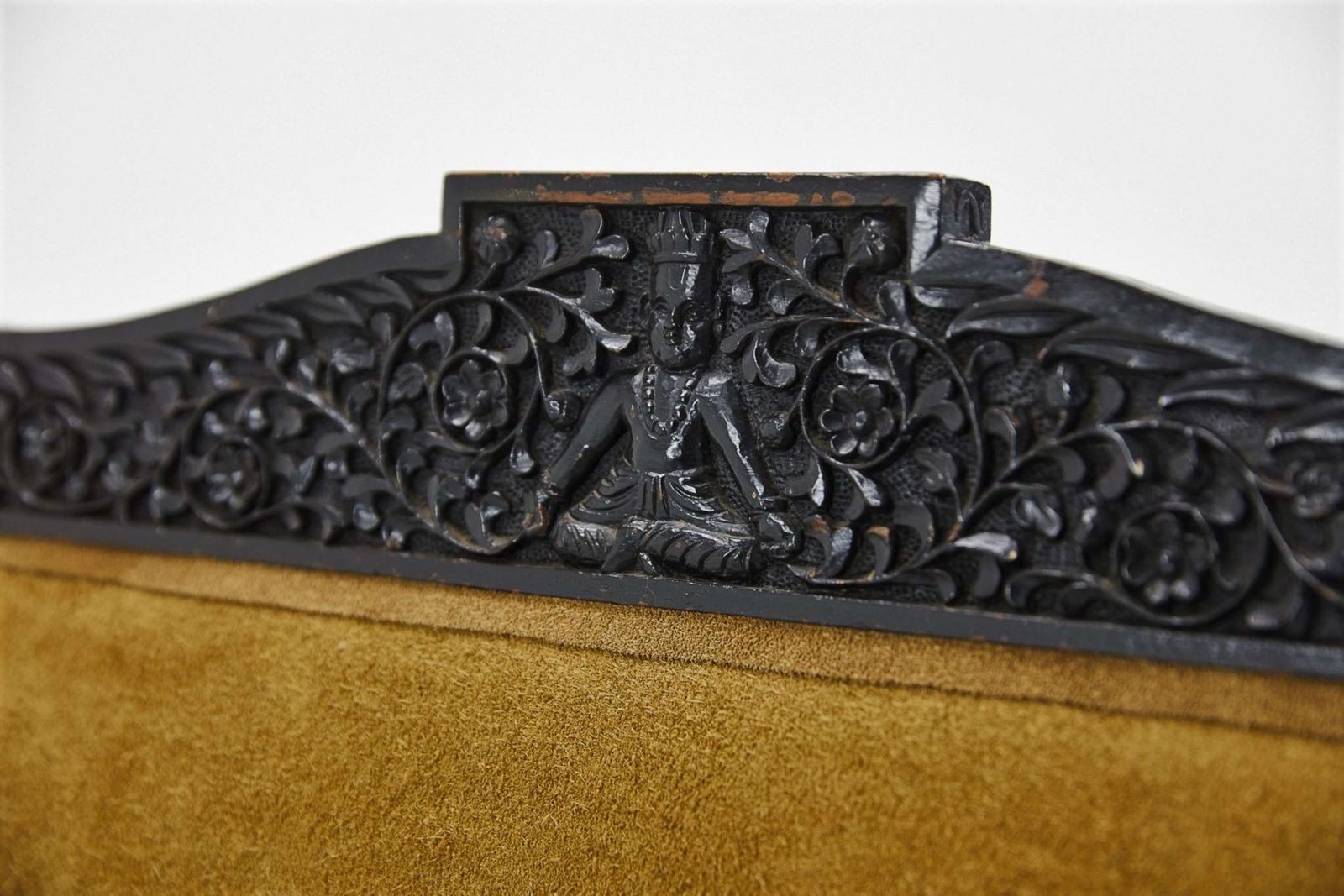 Extraordinary C19th Pair Of Indian Carved Hardwood Chairs / Hall Seats photo vintage