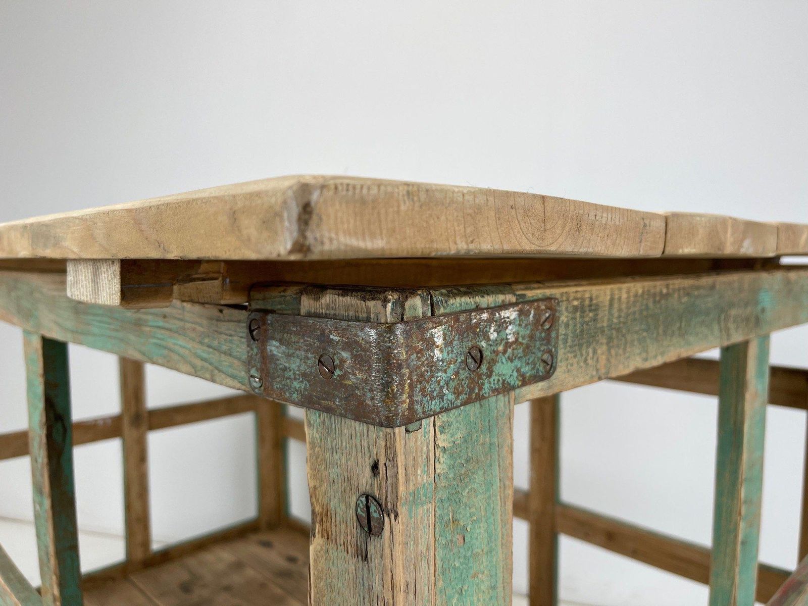 1200.0 Large Vintage Czech Wooden Cart On Wheels  Kitchen Island photo