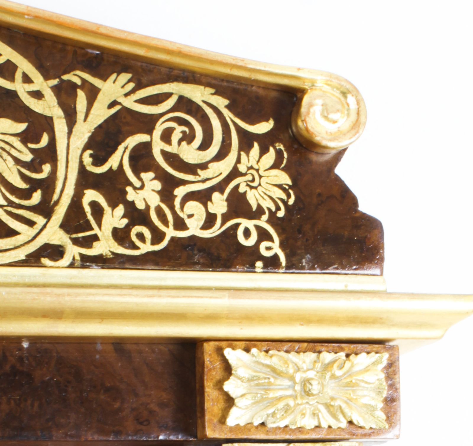 Antique French Burr Walnut Parcel Gilt Mirror 19th C 144x89cm photo vinterior