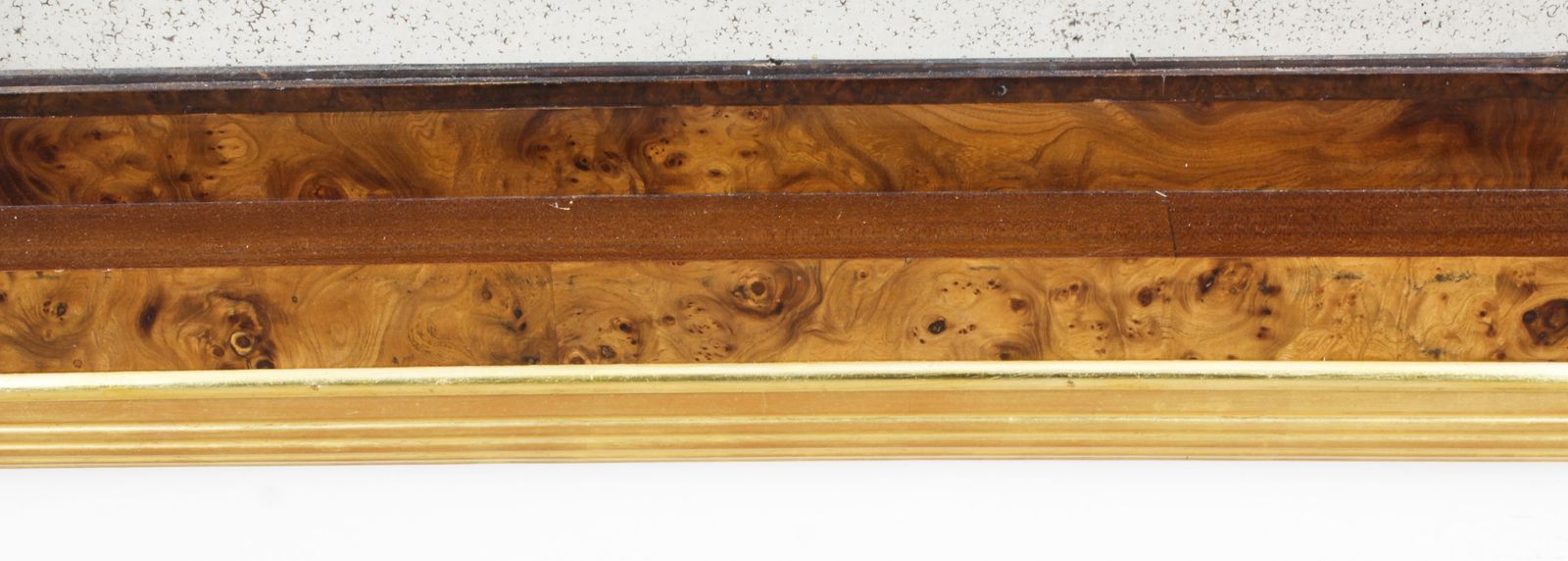photo for sale Antique French Burr Walnut Parcel Gilt Mirror 19th C 144x89cm