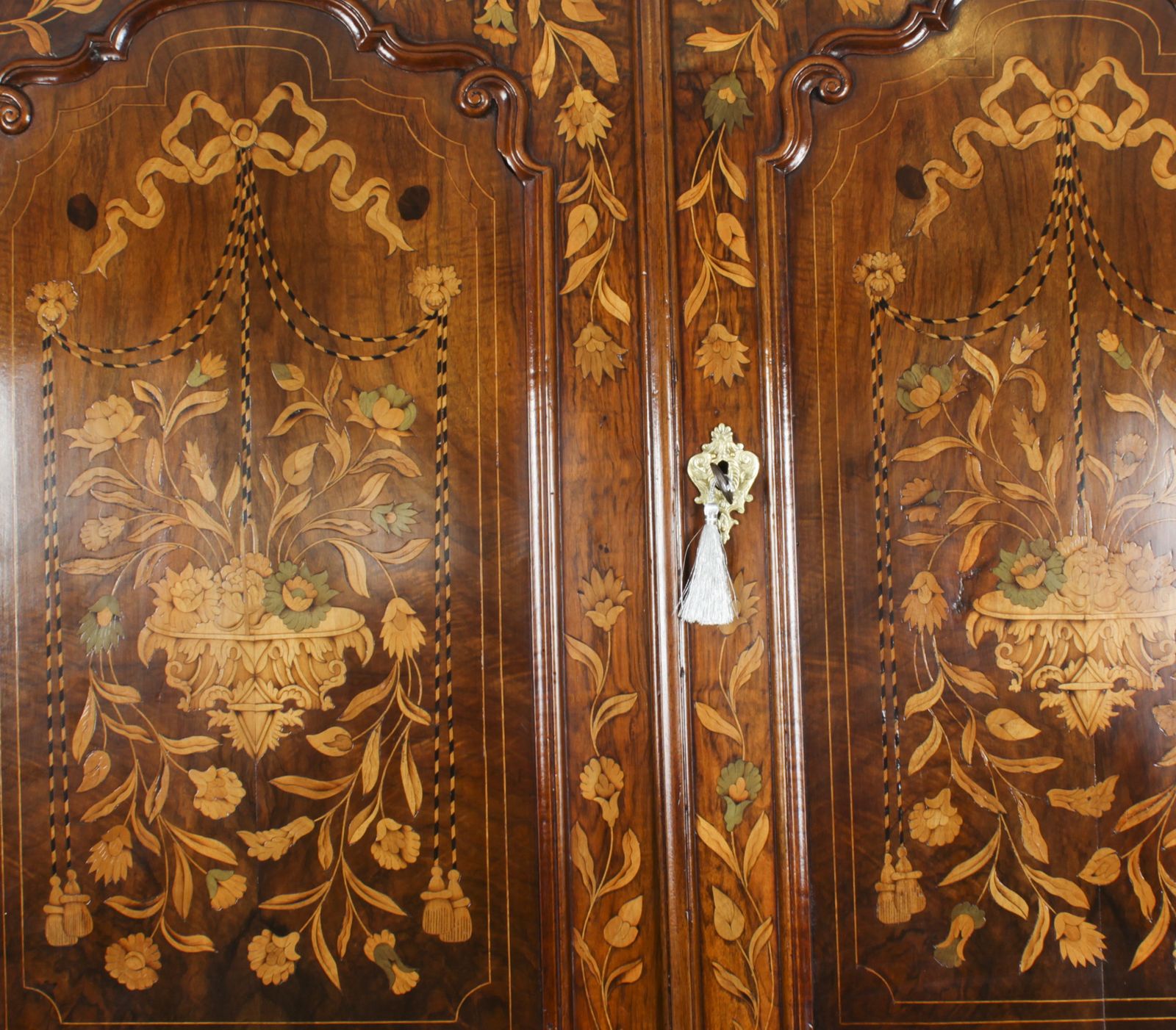 photo for sale Antique Walnut Dutch Marquetry Bureau Cabinet.1780 18th C