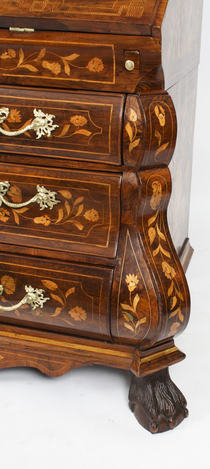 photo vintage Antique Walnut Dutch Marquetry Bureau Cabinet.1780 18th C