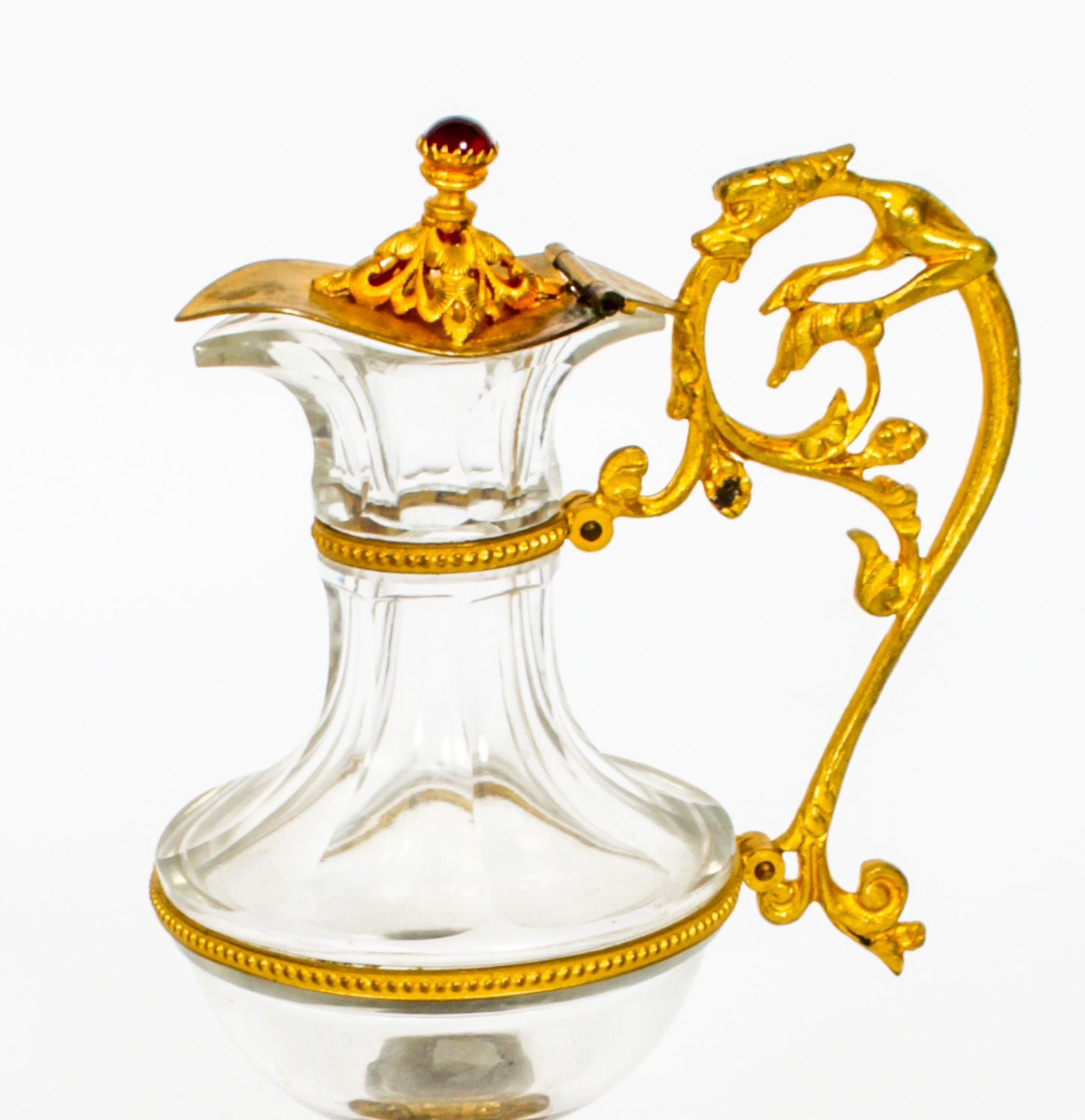 photo furniture Antique Pair Of French Ormolu & Glass Ewers  19th Century
